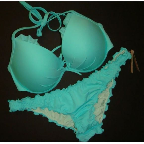 NWT VS 32C/XS BIKINI SEAFOAM GLOW RUFFLE itsy - Picture 1 of 2